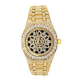 Black and Gold Moissanite Skeleton Watch